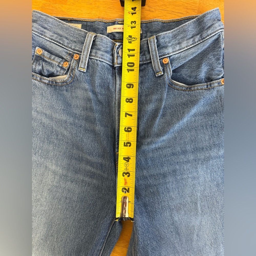 Levi's Ribcage Medium Wash Wide-Leg Raw Hem Denim Jeans - Picture 10 of 14